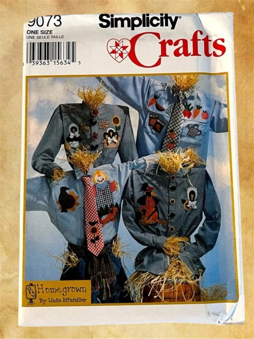 Lot of 2 Vintage Simplicity Crafts Patterns Appliqué Scarecrow Uncut